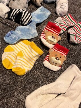 Kids Red Bear Stripe Socks - Brand